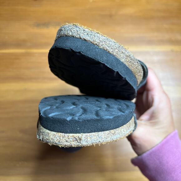 Naot Women's Naomi Gray Tan Black Slip On Criss Cross Wedge Sandal Size 41 - Picture 5 of 7